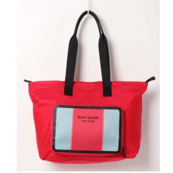 Kate Spade Journey Large Tote Red Nylon Shoulder Bag Packable Travel Lightweight - Picture 6 of 9